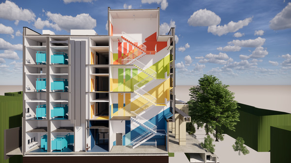 color coded rendering showing the rigorously ordered structure of south bronx classical charter school iv